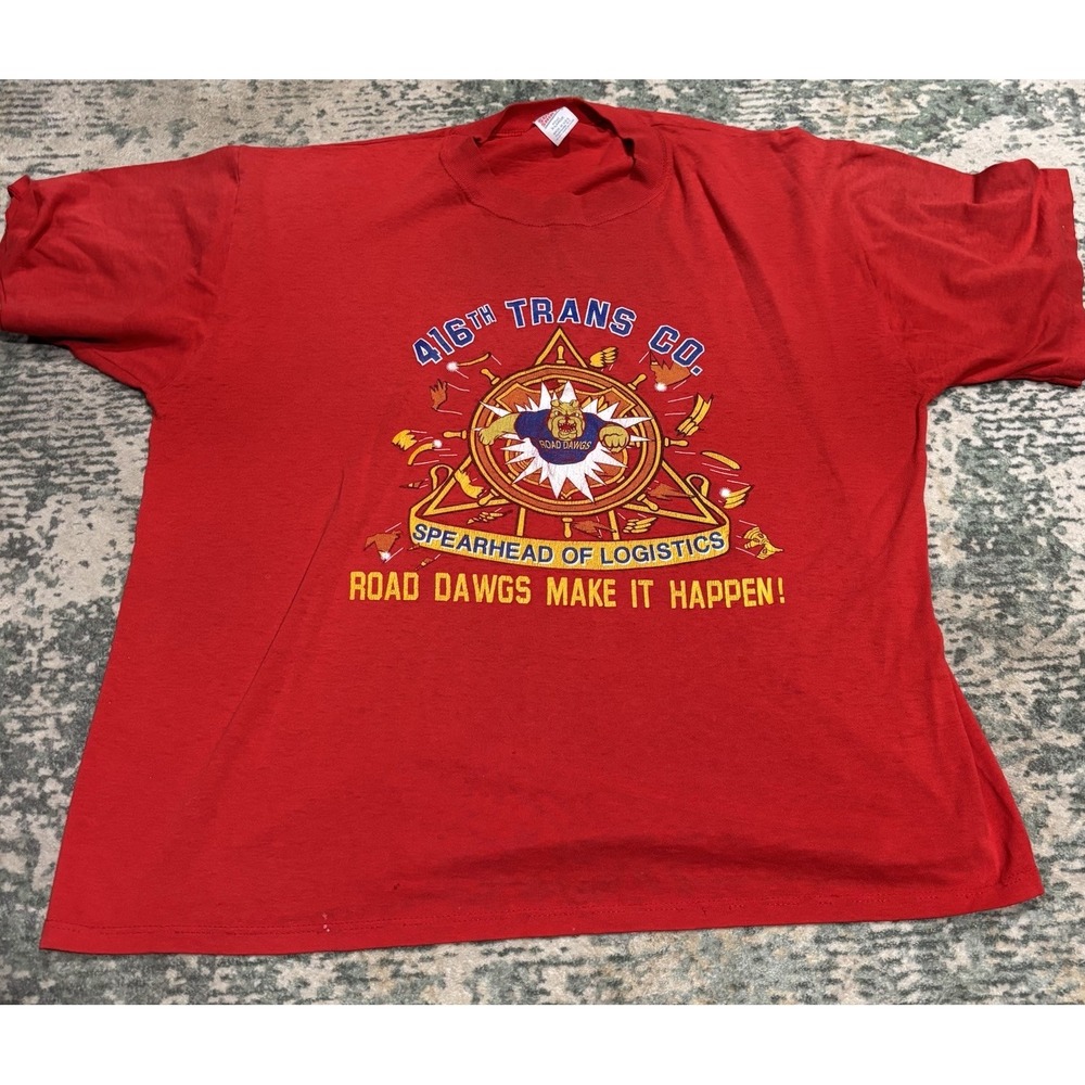 Vintage 90s Soffe Shirts 416th Trans Co Road Dawgs T-Shirt XL Single Stitch USA